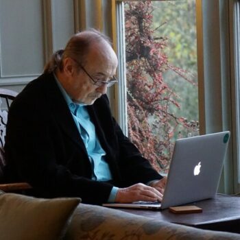 Senior writing on the computer