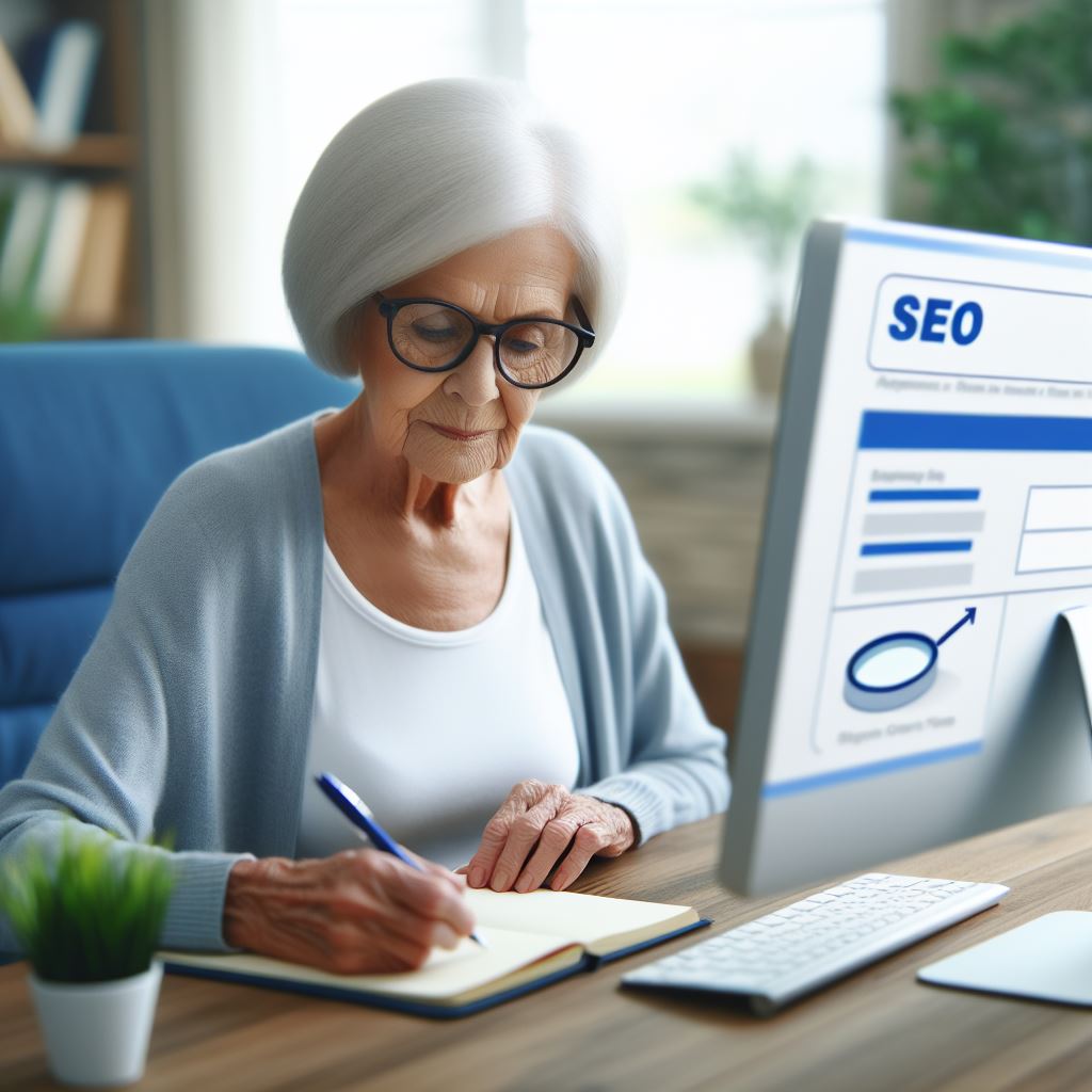 Senior citizen optimizing for SEO