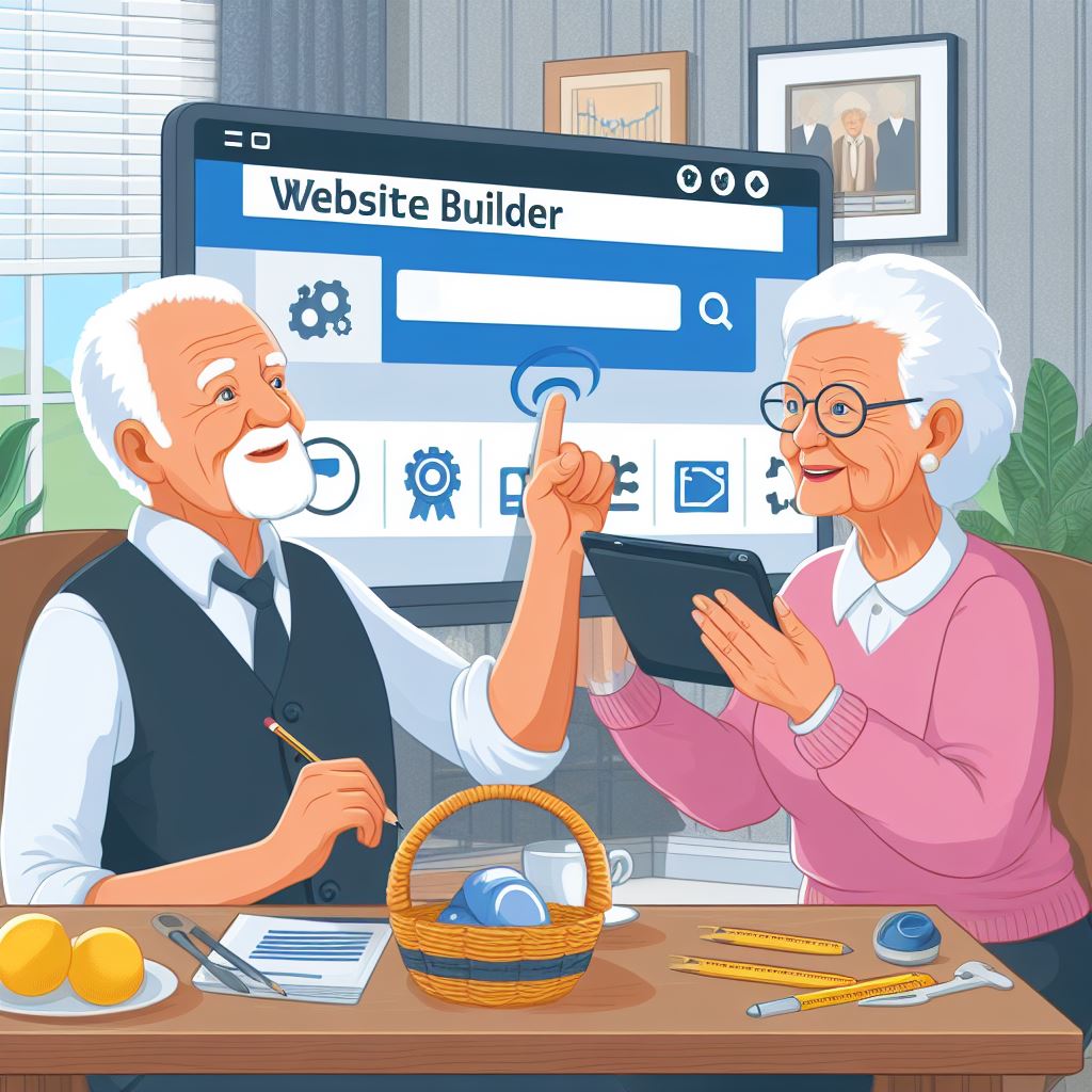 senior choosing a website builder
