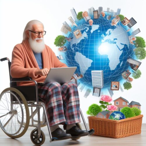 Featured image for "Learn To Build A Website From Scratch-A Step-by-Step Guide Anyone Including Seniors Can Follow"-depicting, a senior weaving stories into the world wide web