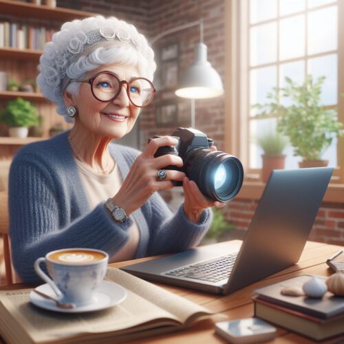 Featured image for :Building An Engaged Audience For Your Blog" depicting a Senior citizen cultivating a dedicated readership for her blog