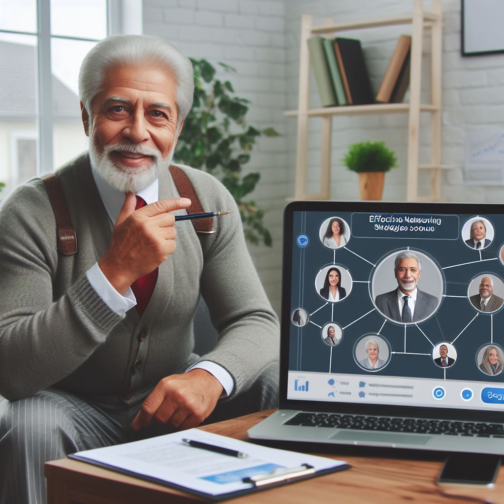 Senior citizen doing effective networking