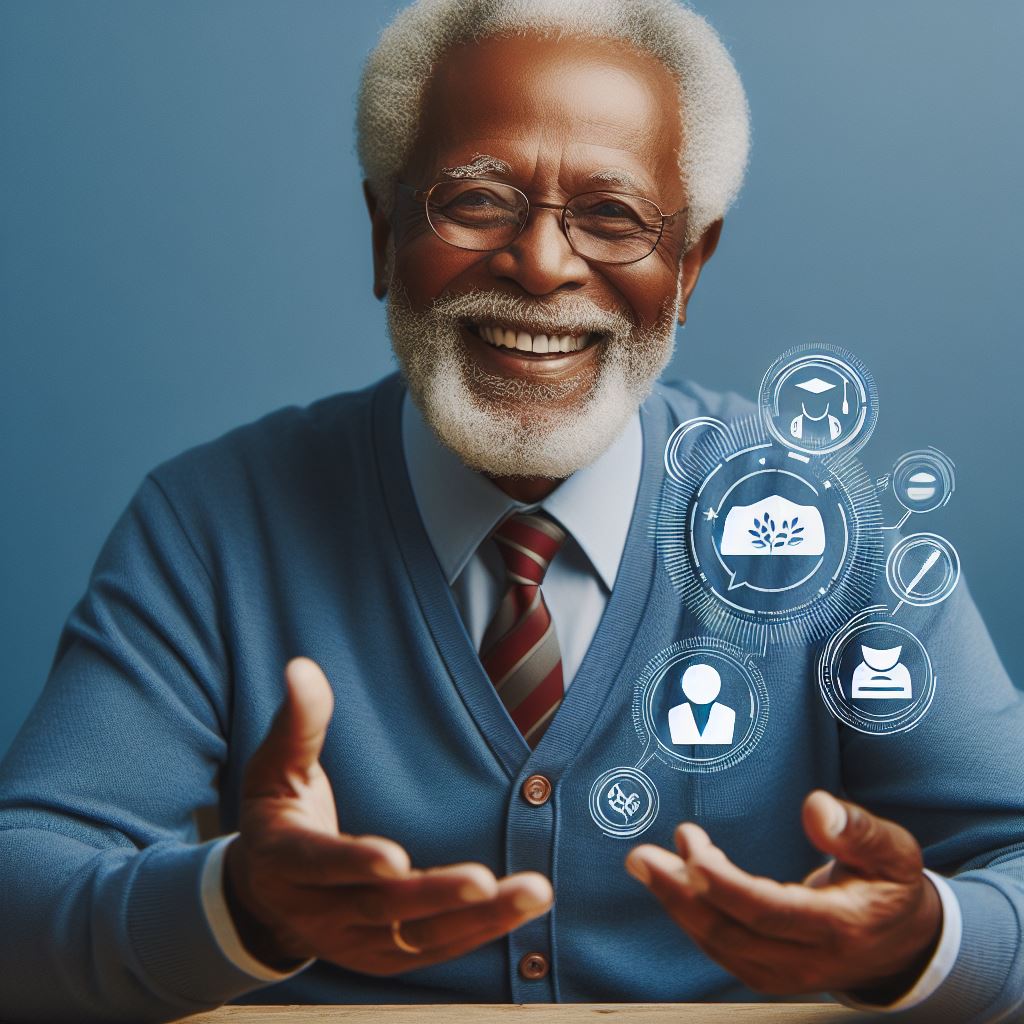 Senior citizen showcasing his expertise