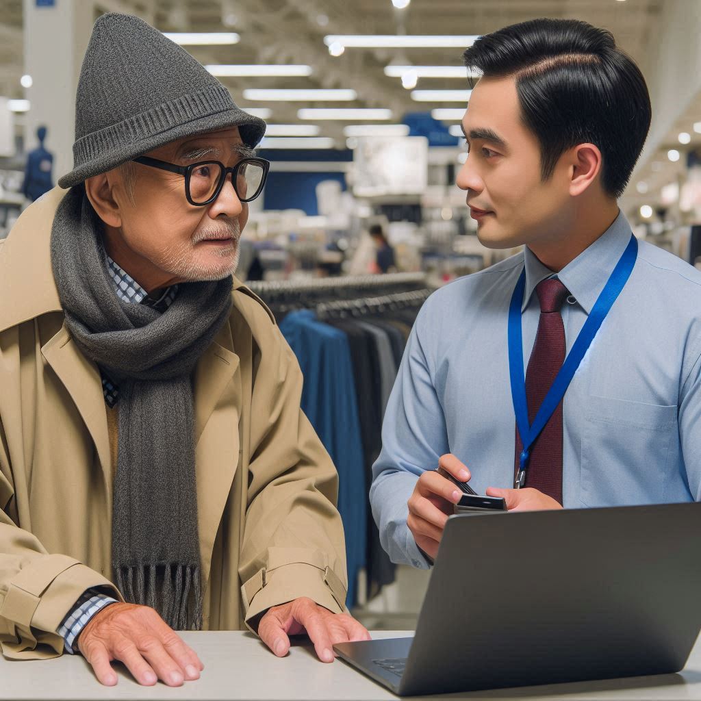Senior citizen working undercover as a mystery shopper