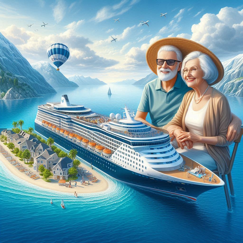 Seniors aboard a luxurious cruise ship.
