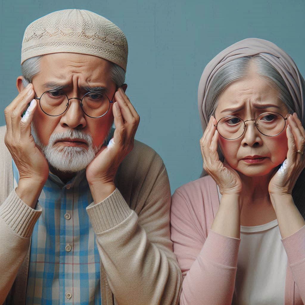 senior couple stressed about not having enough money to make ends meet