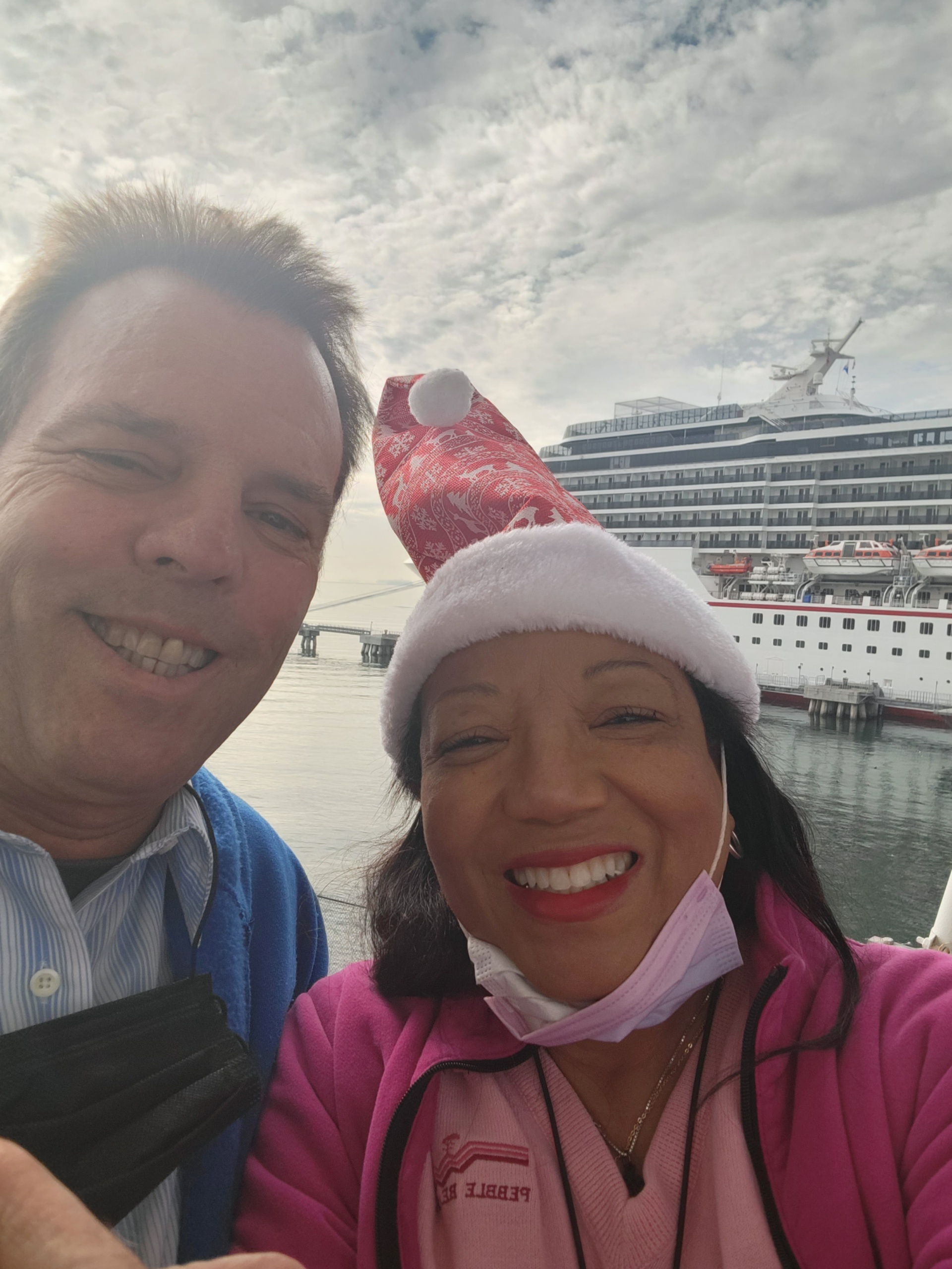 Boarding the ship for her first cruise